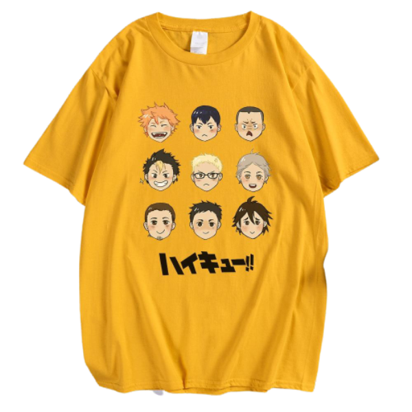 T-Shirt Cute Chibi Haikyu HS0911 Mustard / S Official HAIKYU SHOP Merch